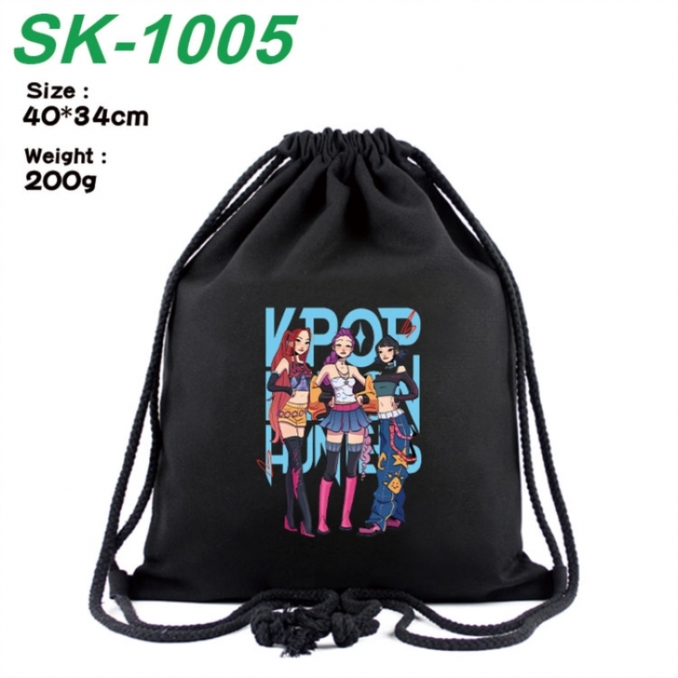 K-Pop Demon Hunters Anime peripheral 16 inch canvas bundle pocket hot stamping design 40x34cm 200g
