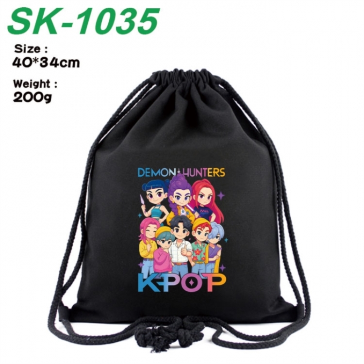 K-Pop Demon Hunters Anime peripheral 16 inch canvas bundle pocket hot stamping design 40x34cm 200g