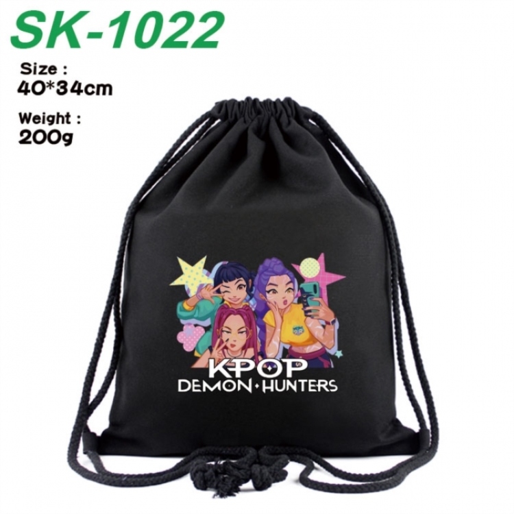K-Pop Demon Hunters Anime peripheral 16 inch canvas bundle pocket hot stamping design 40x34cm 200g