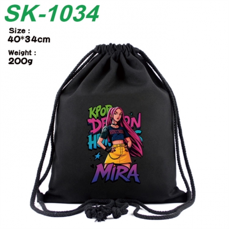 K-Pop Demon Hunters Anime peripheral 16 inch canvas bundle pocket hot stamping design 40x34cm 200g