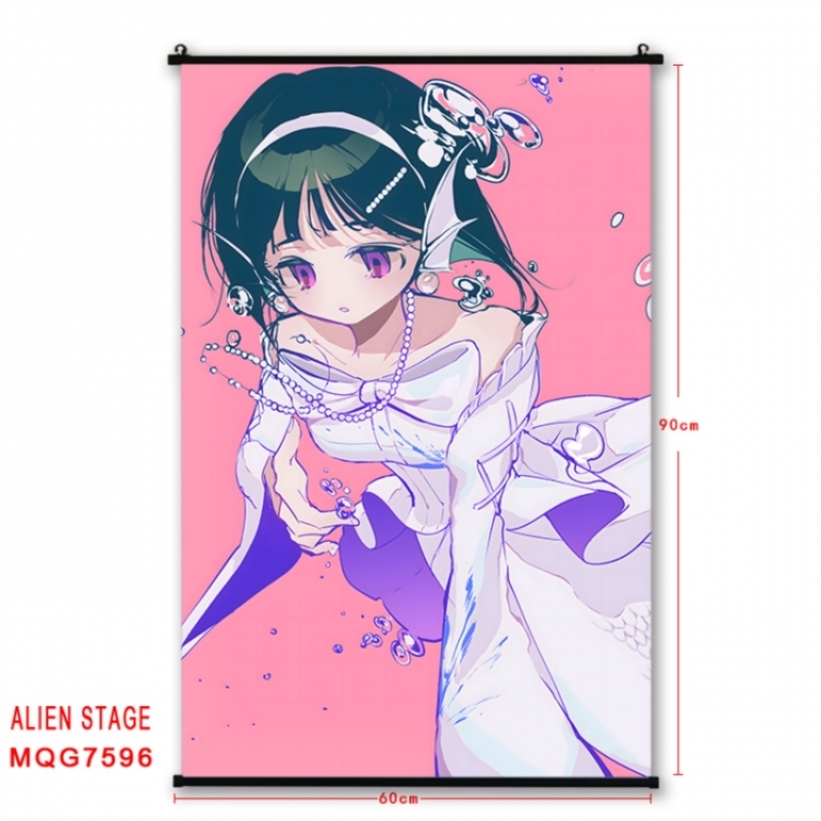 Alien Stage Anime black Plastic rod Cloth painting Satin cloth Wall Scroll 60X90CM 