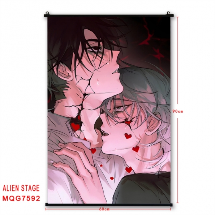 Alien Stage Anime black Plastic rod Cloth painting Satin cloth Wall Scroll 60X90CM 