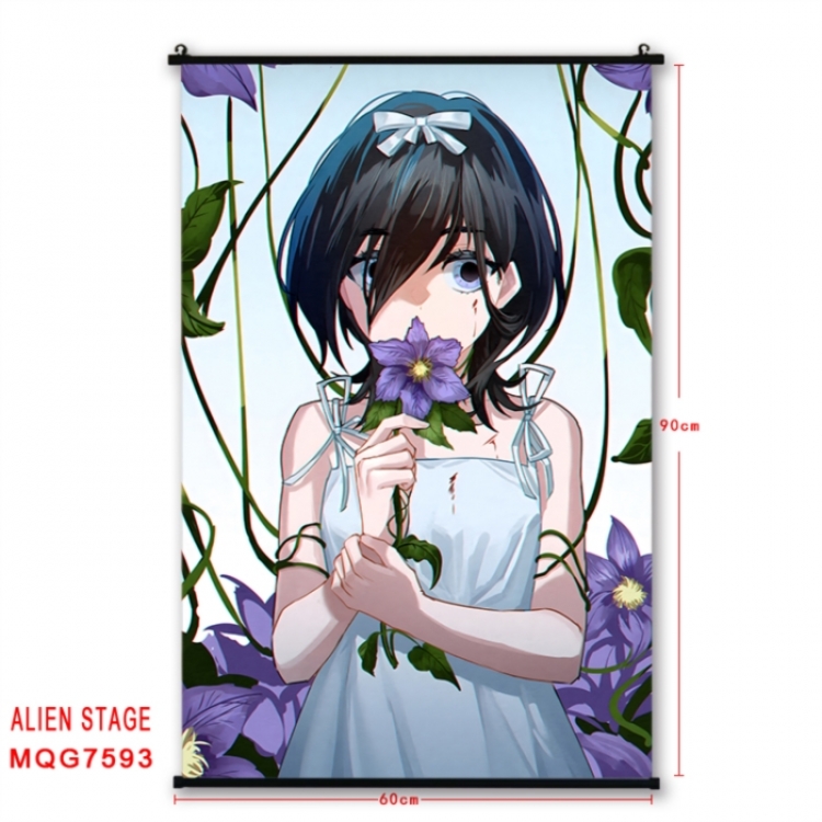 Alien Stage Anime black Plastic rod Cloth painting Satin cloth Wall Scroll 60X90CM 