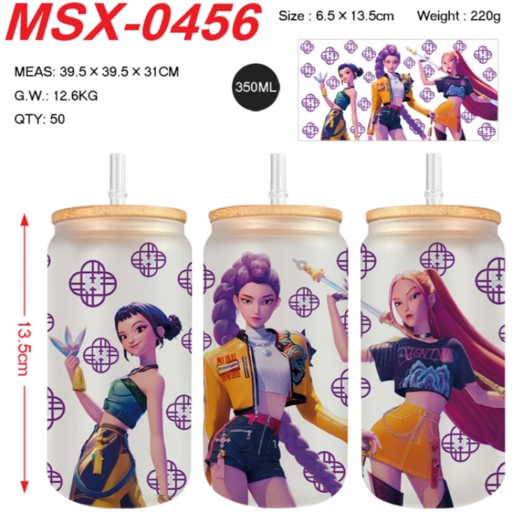 K-Pop:Demon Hunters Anime frosted glass cup with straw 350ML