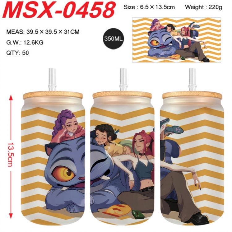 K-Pop:Demon Hunters Anime frosted glass cup with straw 350ML