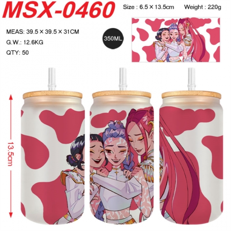 K-Pop:Demon Hunters Anime frosted glass cup with straw 350ML