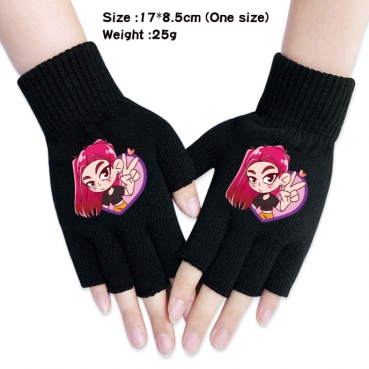 K-Pop:Demon Hunters Anime knitted half finger gloves 17x8.5cm