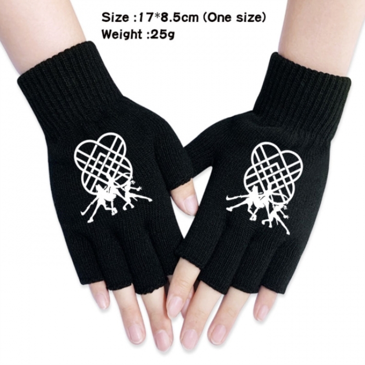 K-Pop:Demon Hunters Anime knitted half finger gloves 17x8.5cm