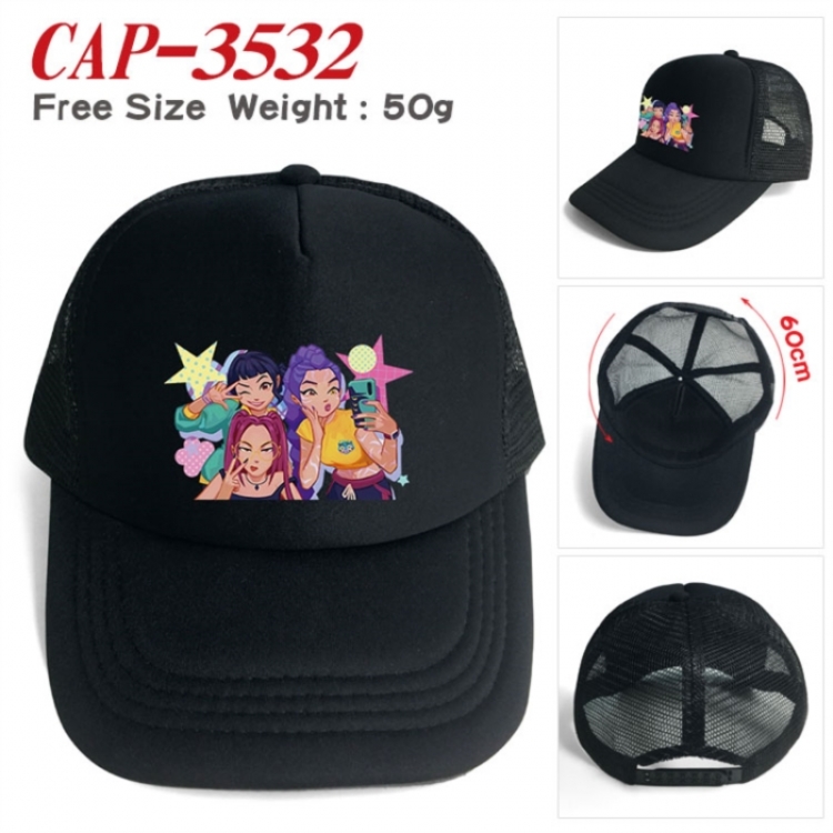 K-Pop:Demon Hunters Anime peripheral color printed mesh cap baseball cap size 60 ± 5cm