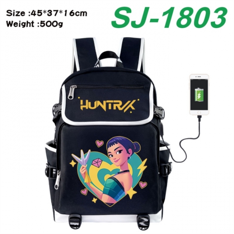 K-Pop:Demon Hunters Anime Flip Data Cable USB Backpack School Bag 45X37X16CM