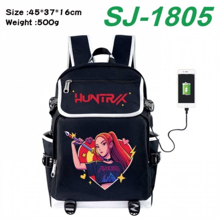 K-Pop:Demon Hunters Anime Flip Data Cable USB Backpack School Bag 45X37X16CM