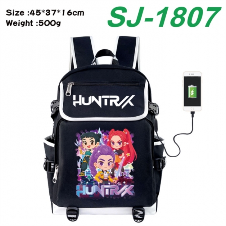 K-Pop:Demon Hunters Anime Flip Data Cable USB Backpack School Bag 45X37X16CM