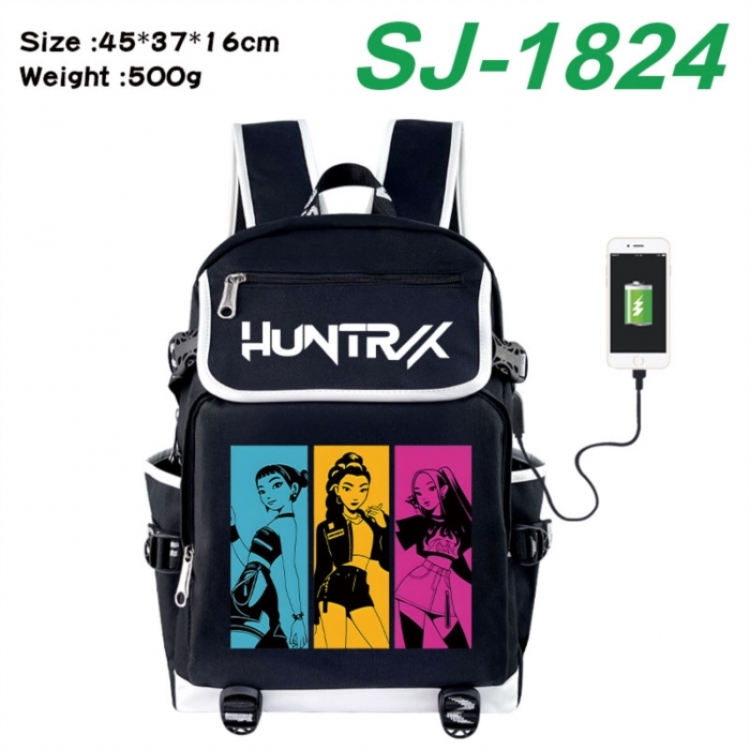 K-Pop:Demon Hunters Anime Flip Data Cable USB Backpack School Bag 45X37X16CM