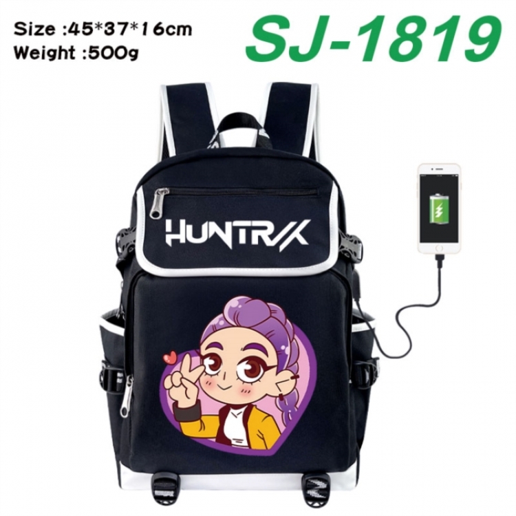 K-Pop:Demon Hunters Anime Flip Data Cable USB Backpack School Bag 45X37X16CM