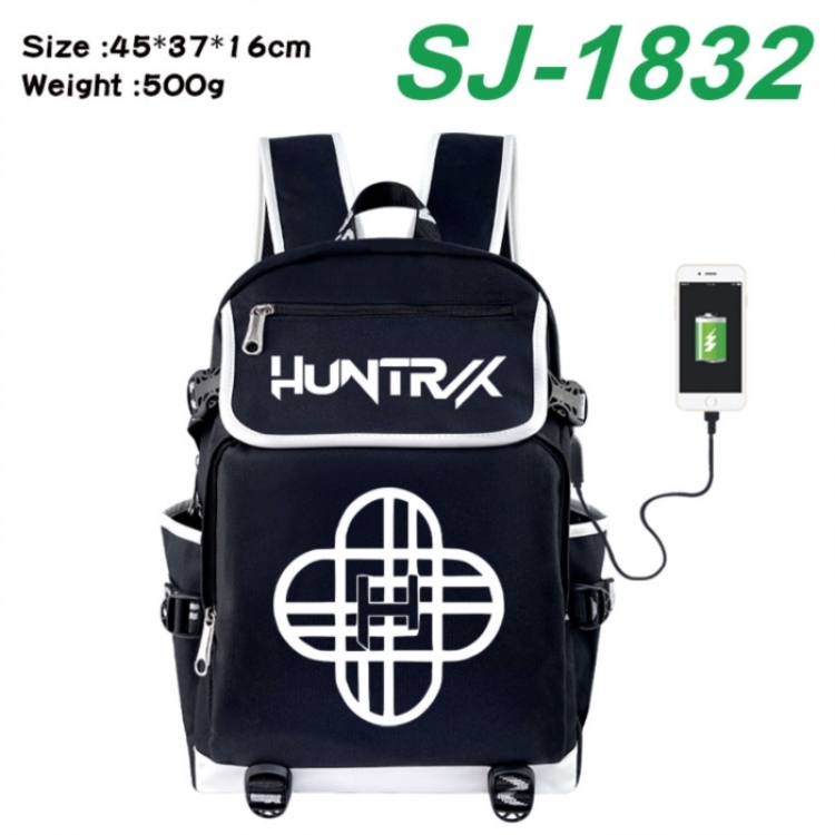 K-Pop:Demon Hunters Anime Flip Data Cable USB Backpack School Bag 45X37X16CM