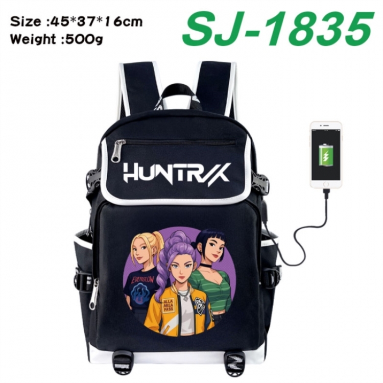 K-Pop:Demon Hunters Anime Flip Data Cable USB Backpack School Bag 45X37X16CM