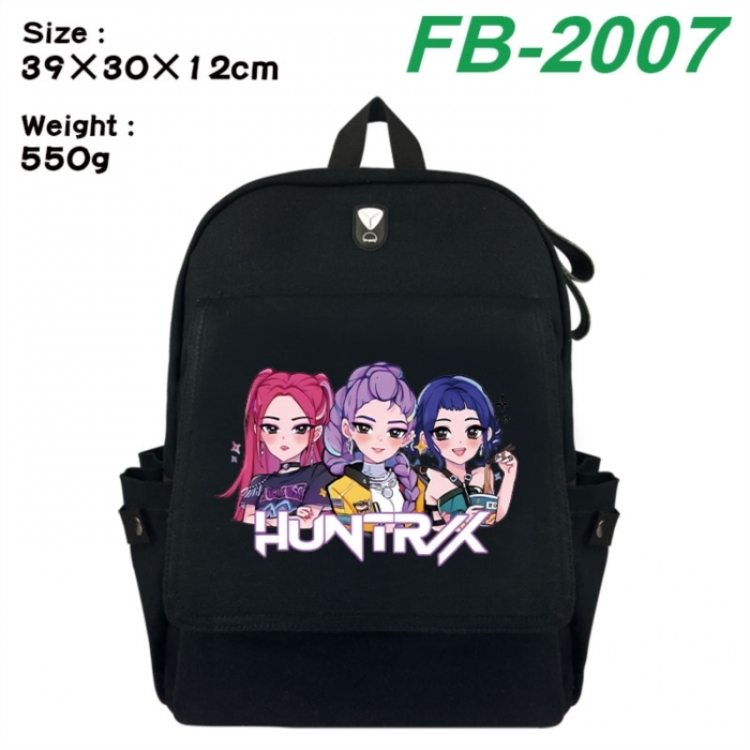 K-Pop:Demon Hunters Canvas Flip Backpack Student Schoolbag Headphone Hole 39X30X12CM 