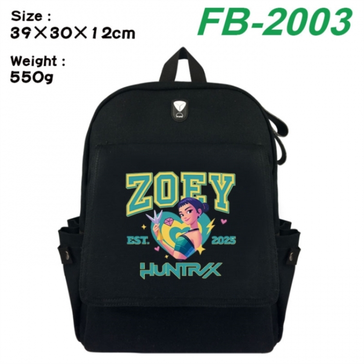 K-Pop:Demon Hunters Canvas Flip Backpack Student Schoolbag Headphone Hole 39X30X12CM 