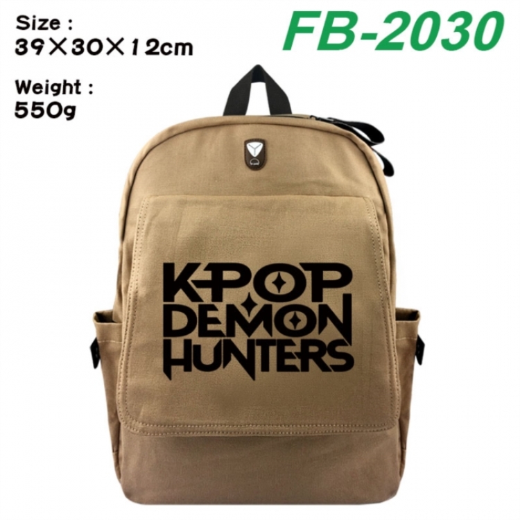 K-Pop:Demon Hunters Canvas Flip Backpack Student Schoolbag Headphone Hole 39X30X12CM 