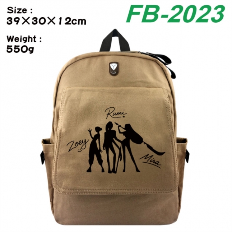 K-Pop:Demon Hunters Canvas Flip Backpack Student Schoolbag Headphone Hole 39X30X12CM 