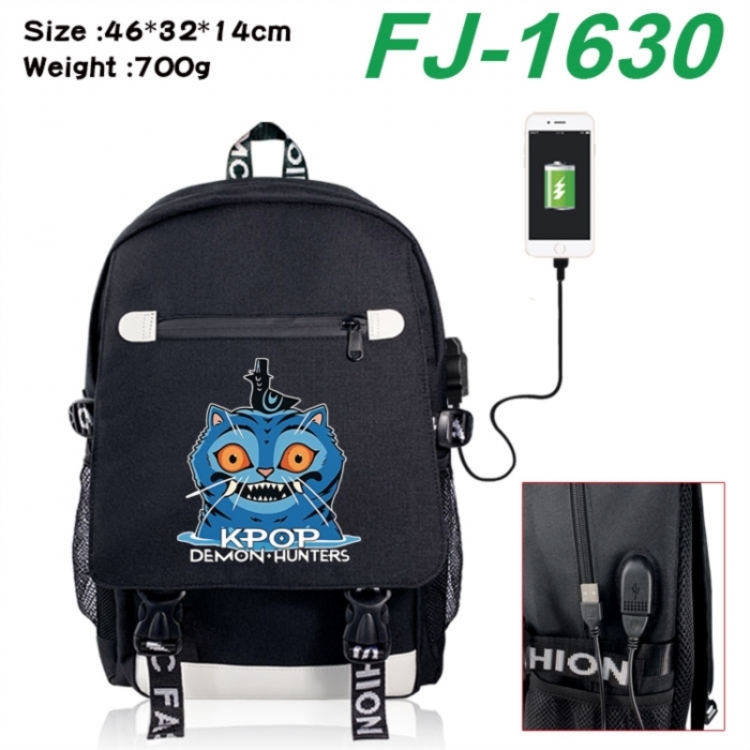 K-Pop:Demon Hunters canvas USB backpack cartoon print student backpack 46X32X14CM 700g 