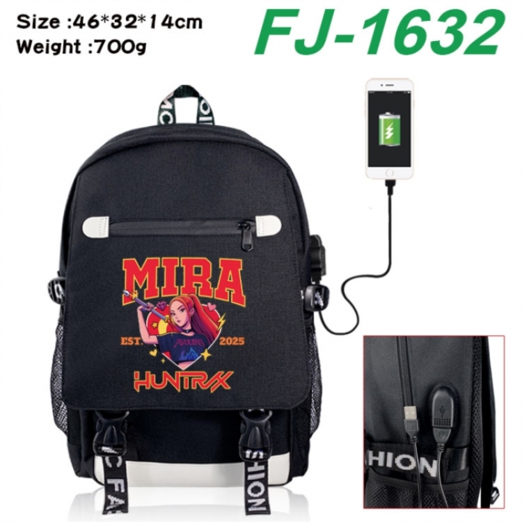 K-Pop:Demon Hunters canvas USB backpack cartoon print student backpack 46X32X14CM 700g 