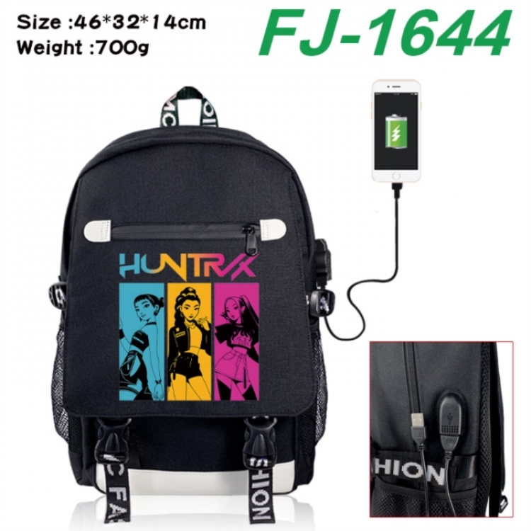 K-Pop:Demon Hunters canvas USB backpack cartoon print student backpack 46X32X14CM 700g 