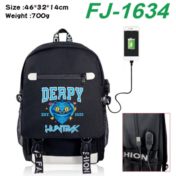 K-Pop:Demon Hunters canvas USB backpack cartoon print student backpack 46X32X14CM 700g 