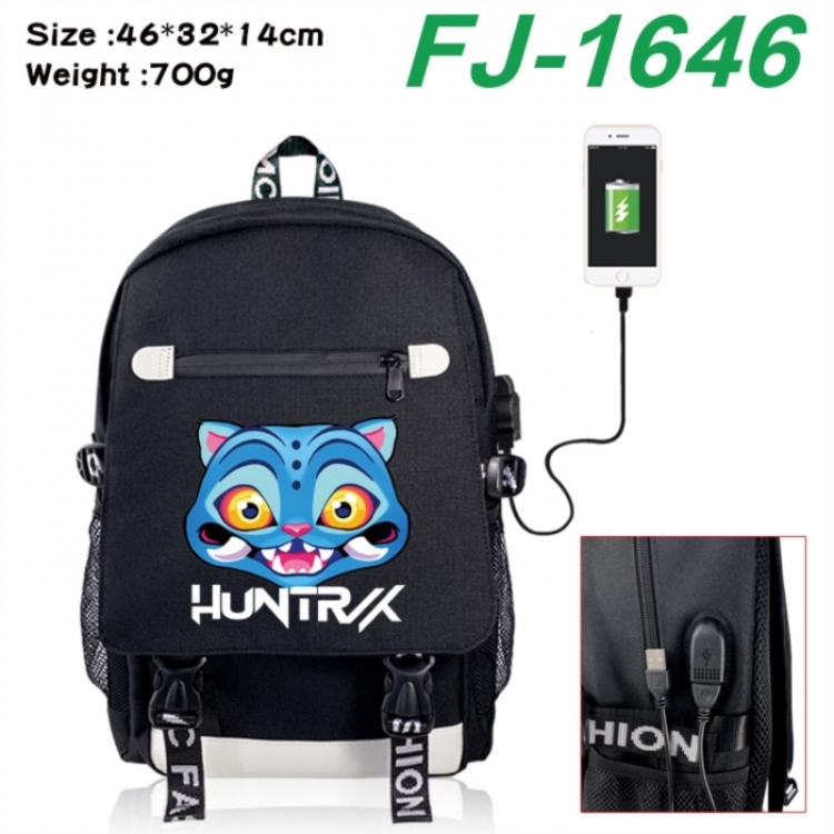 K-Pop:Demon Hunters canvas USB backpack cartoon print student backpack 46X32X14CM 700g 