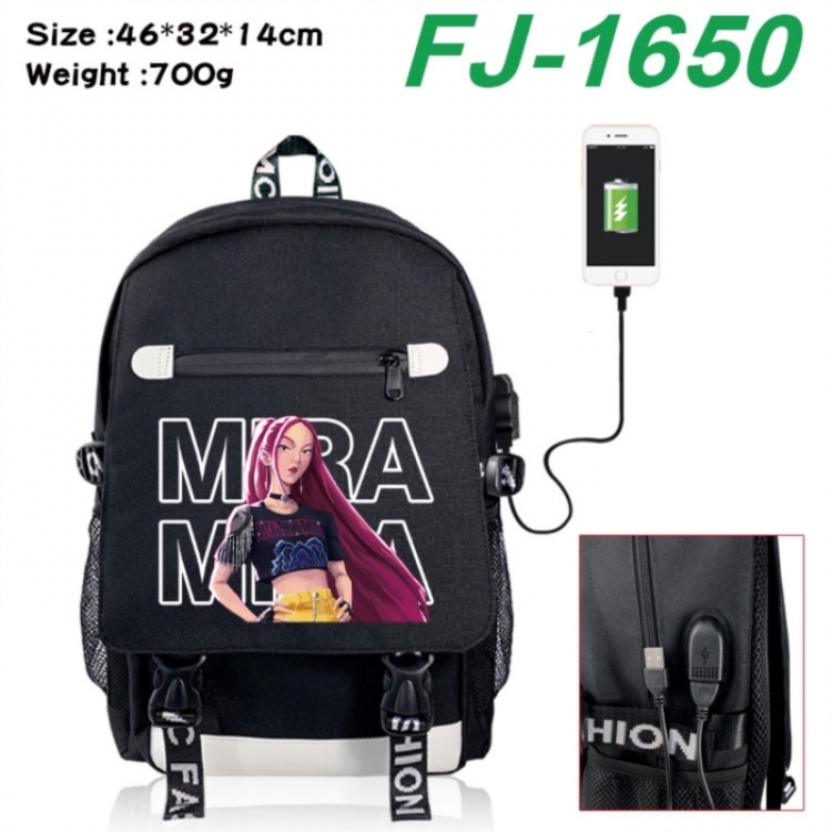 K-Pop:Demon Hunters canvas USB backpack cartoon print student backpack 46X32X14CM 700g 