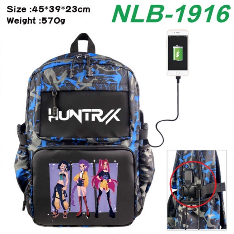K-Pop:Demon Hunters Anime waterproof nylon camouflage backpack School Bag 45X39X23CM