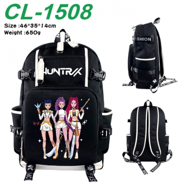 K-Pop:Demon Hunters Data USB backpack Cartoon printed student backpack 46X35X14CM 650G
