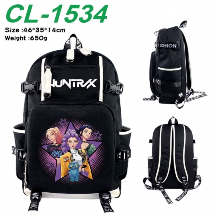 K-Pop:Demon Hunters Data USB backpack Cartoon printed student backpack 46X35X14CM 650G