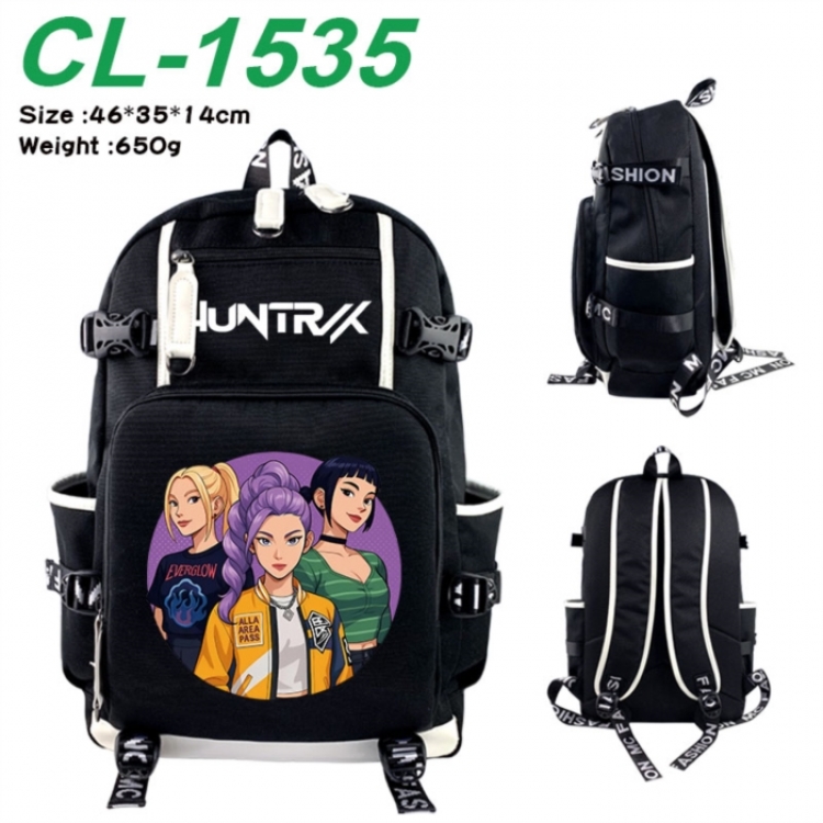 K-Pop:Demon Hunters Data USB backpack Cartoon printed student backpack 46X35X14CM 650G