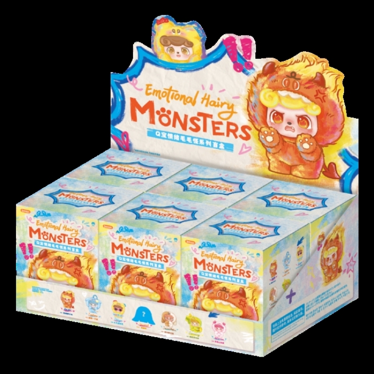 Q.Kid Emotional Hairy Monsters Series Plush Blind Box  Doll Toy Ornament a set of 6