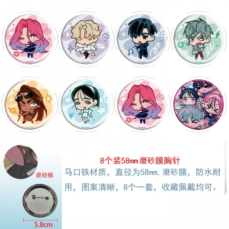 Alien Stage Anime round Astral membrane brooch badge 58MM a set of 8