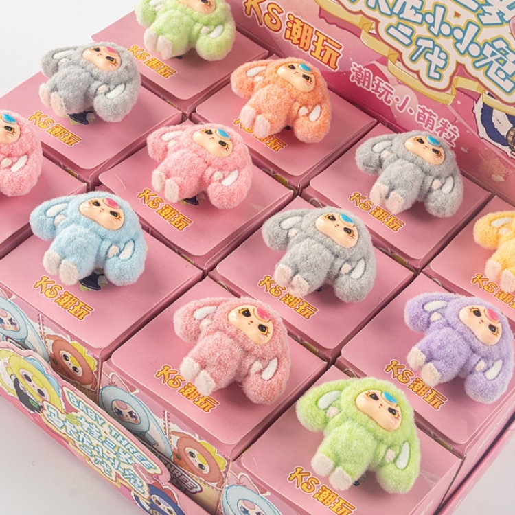 Cute Rabbit Rabbit Flocked small ornaments figurines blind boxes trendy toys and small handmade crafts a set of 12
