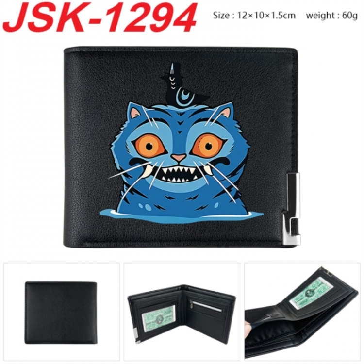 K-Pop:Demon Hunters Animation magnetic buckle black leather wallet 12X10X1.5CM 