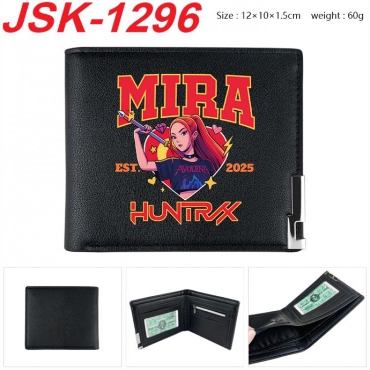 K-Pop:Demon Hunters Animation magnetic buckle black leather wallet 12X10X1.5CM 