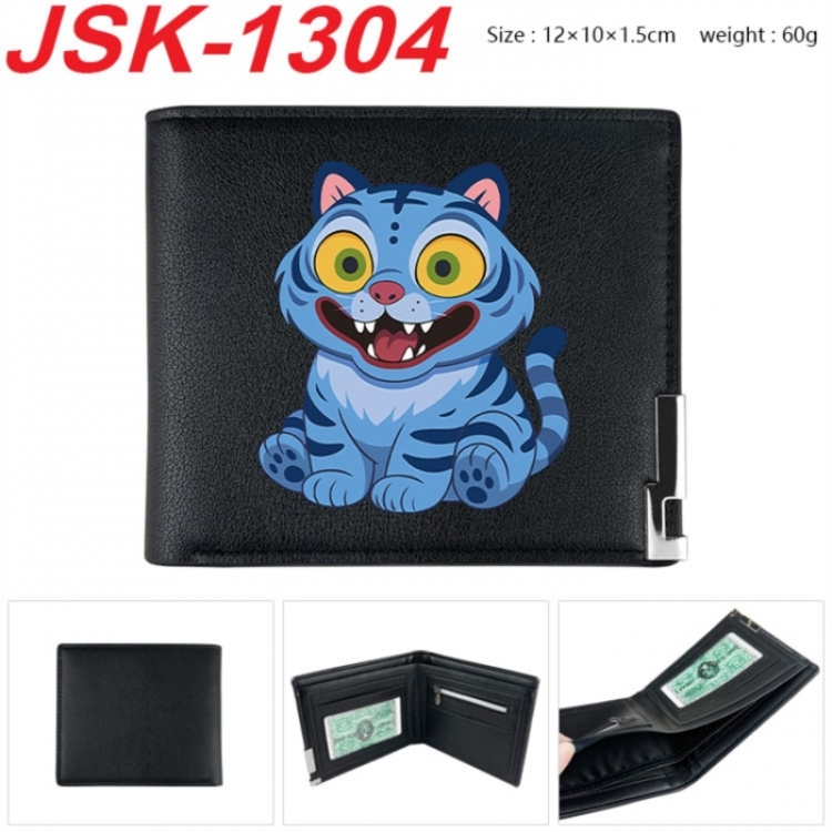 K-Pop:Demon Hunters Animation magnetic buckle black leather wallet 12X10X1.5CM 