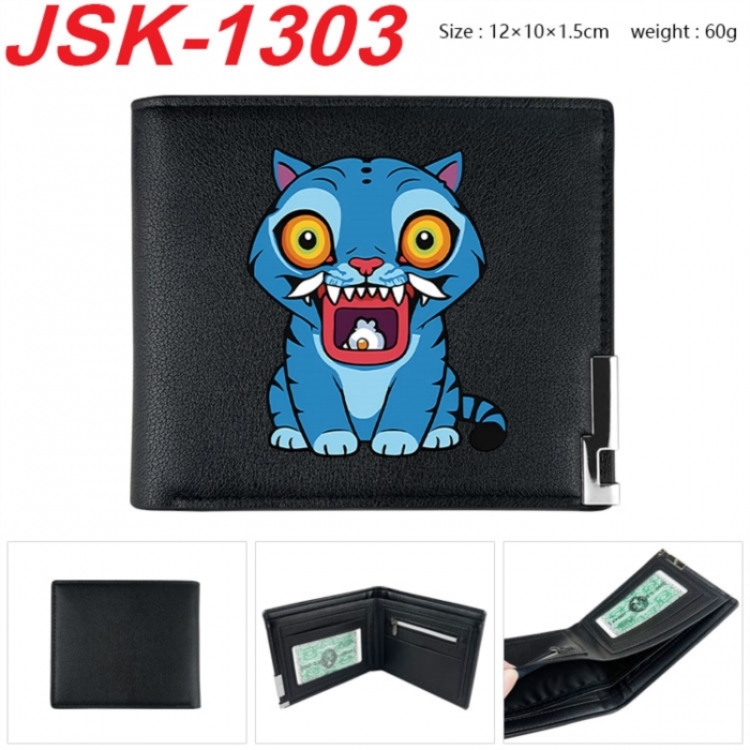 K-Pop:Demon Hunters Animation magnetic buckle black leather wallet 12X10X1.5CM 