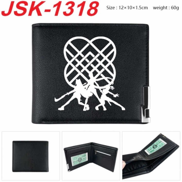 K-Pop:Demon Hunters Animation magnetic buckle black leather wallet 12X10X1.5CM 