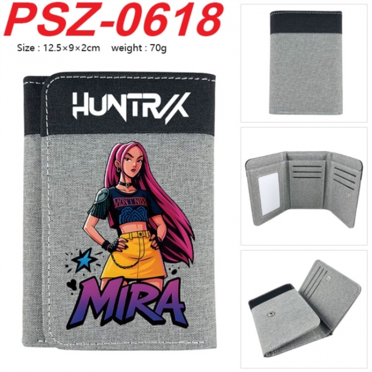 K-Pop Demon Hunters Anime color blocked three fold concealed wallet 12.5X9X2CM 70G