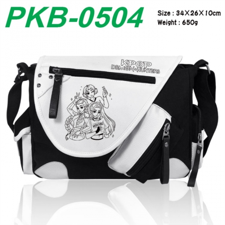 K-Pop Demon Hunters Anime PU Colorblock Leather Shoulder Crossbody Bag 34x26x10cm