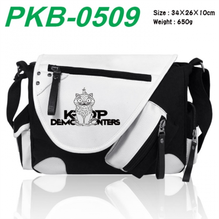 K-Pop Demon Hunters Anime PU Colorblock Leather Shoulder Crossbody Bag 34x26x10cm