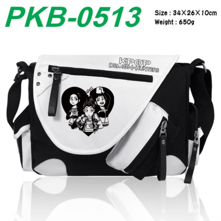 K-Pop Demon Hunters Anime PU Colorblock Leather Shoulder Crossbody Bag 34x26x10cm