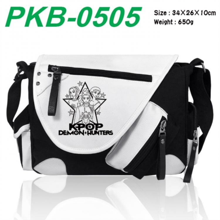 K-Pop Demon Hunters Anime PU Colorblock Leather Shoulder Crossbody Bag 34x26x10cm
