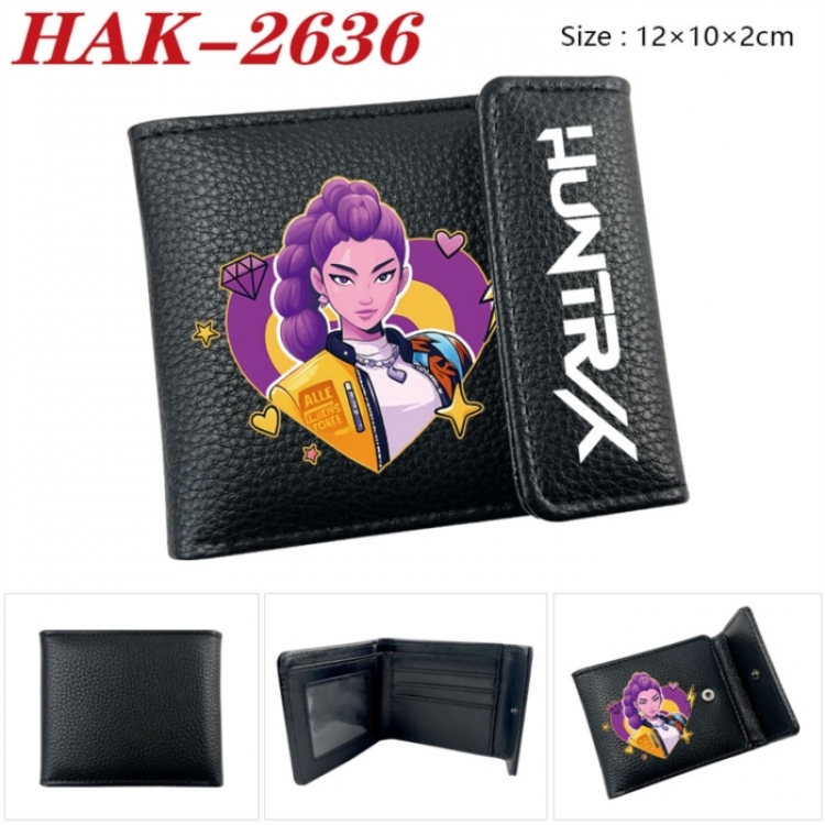 K-Pop Demon Hunters Anime Litchi Pattern Hidden Buckle Half Fold Printed Wallet 12X10X2CM