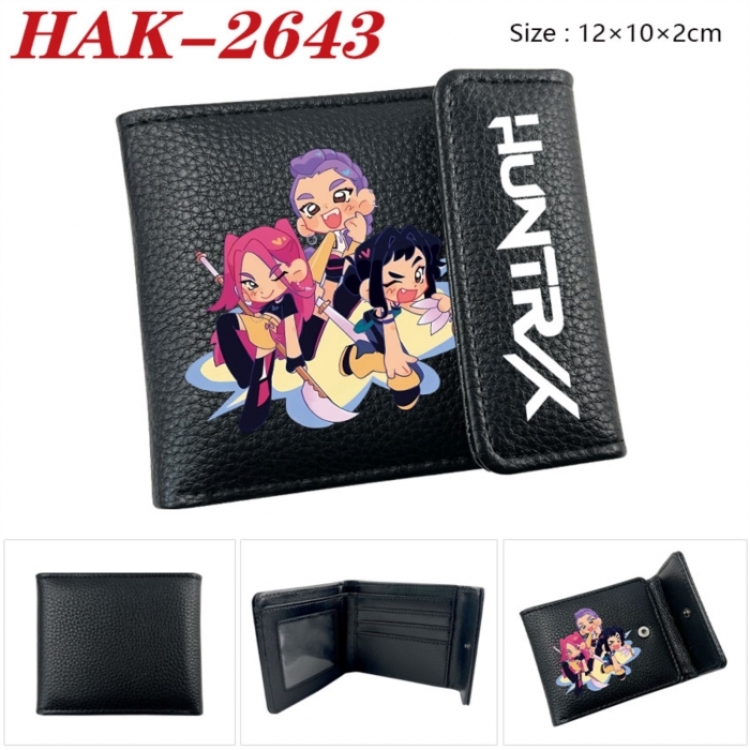 K-Pop Demon Hunters Anime Litchi Pattern Hidden Buckle Half Fold Printed Wallet 12X10X2CM
