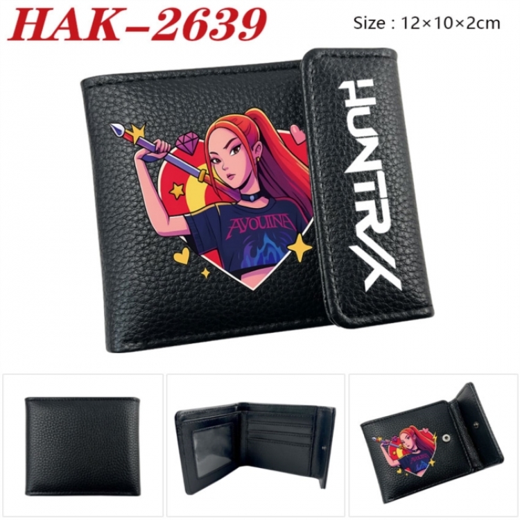 K-Pop Demon Hunters Anime Litchi Pattern Hidden Buckle Half Fold Printed Wallet 12X10X2CM